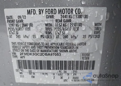 2013 Ford Edge Se from USA, damaged, VIN 2FMDK3GC2DBA97053